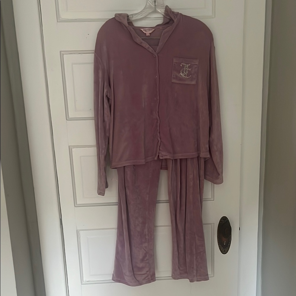 Juicy Couture Purple Pajama Set Velour Plush Sleepwear
